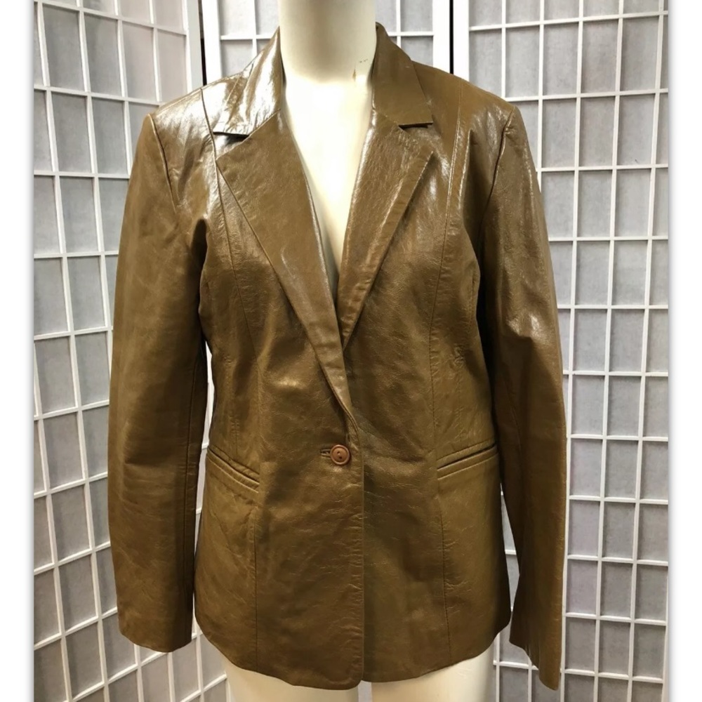 B Lucid, women, jacket, brown, leather, size L.: